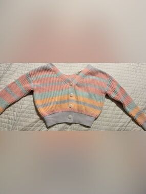moon & madison Pastel Striped Button-Front Cardigan - Pink, Mint, Peach, Lilac